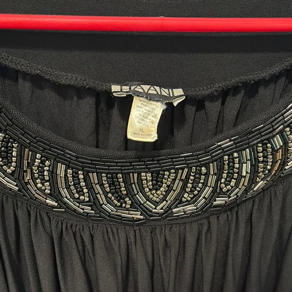 HAANI Little Black Beaded Sleeveless midi Dress size XL Wedding funeral cocktail - Picture 10 of 13